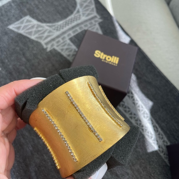 Vintage Italian cuff bracelet gold plated by Stroili - Picture 6 of 7